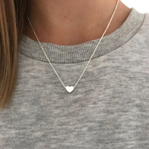 Fashion Smooth Surface Heart Pendant Necklace Women Girl Jewelry Stainless Steel Gold Chain Statement Necklace Kolye Collares