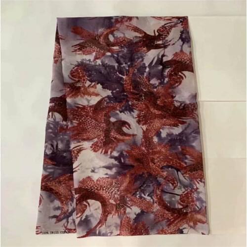 Fashion design high quality Swiss voile cotton lace fabric 5 yards printed fabric for womens dress! LXF992010