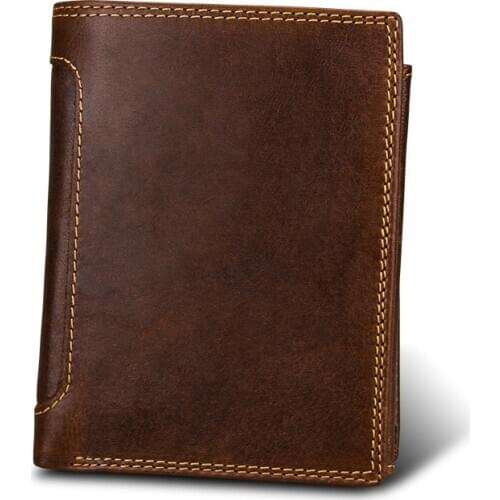 Retro Genuine Leather Men Wallet with Coin Pocket Large Capacity Multi Card Holder Cow Leather Wallet for Men Top Quality 100