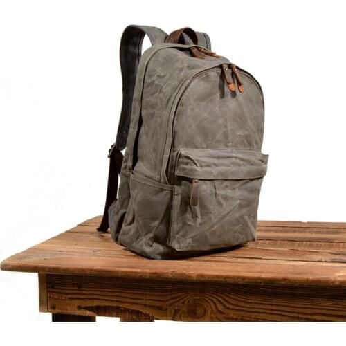 VZVA Lightweight Backpack Men Business Backpack Travel School Laptop Bag Rucksack Retro Fashion Waxed Canvas Bag