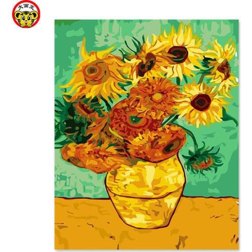 Painting by numbers art paint by number Van Gogh gift Gaug sunflower famous painting decoration painting warm classic commemorat