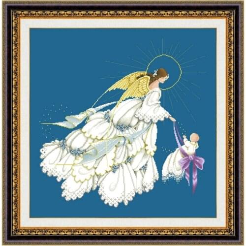 Angel of Mercy cross stitch kit fairy Dreampattern 18ct 14ct 11ct denim blue canvas embroidery DIY needlework wall decor