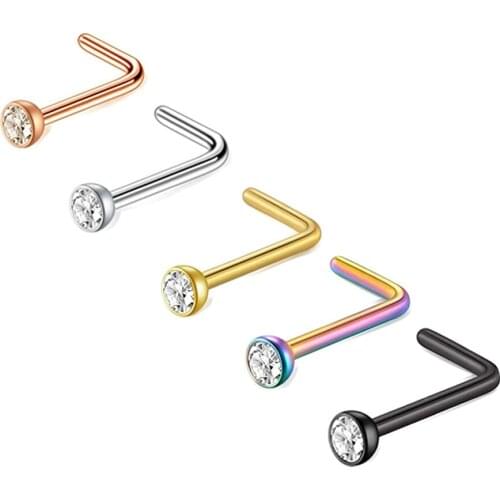 Nose Ring Studs, Nose Piercing Jewelry Set, Surgical Steel Nose Hoop Rings Pack, Nostril Piercing Jewel For Women Men, L Shape