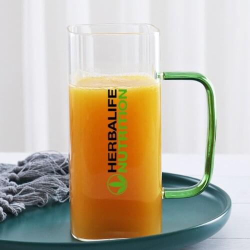 New Wholesale Price Transparent Herbalife Nutrition Creative Heat-Resistant Square European Milk Juice Glass Cup