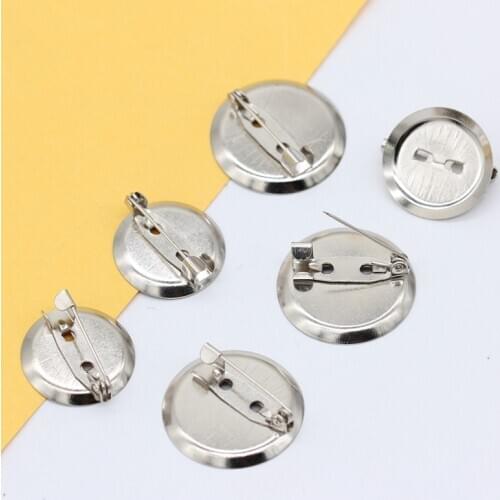 20pcs/lot Brooch Base with Clip and Safety Pin Cabochon Blanks Trays Cameo Cabochon Base Setting Supplies For DIY Jewelry Making