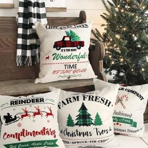 OurWarm Christmas Pillow Covers Party Sofa Home Decoration Pillowcase Cushion Cover New Year Plaid Pillow Covers