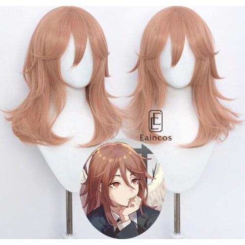 Anime Chainsaw Man Angel Devil Cosplay Wig 50cm Long Orange Brown Hair Heat Resistant Synthetic Halloween Wigs