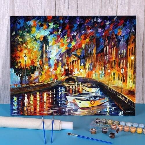 After The River Turns Coloring By Numbers Painting Complete Kit Oil Paints 40*50 Canvas Pictures Home Decoration Drawing