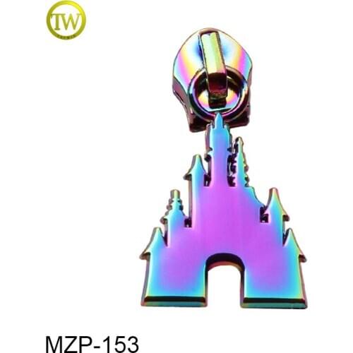 Handmade castle rainbow metal zipper puller alloy metal zipper puller design for bag