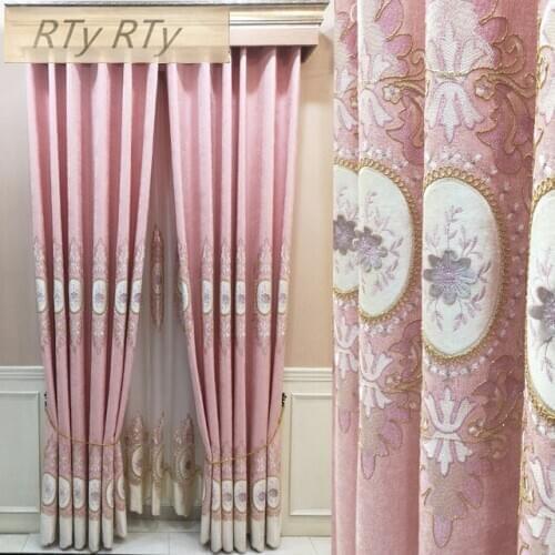 Chenille embroidered curtain luxury for living room bedroom shade romance simple European modern warm high-grade curtain