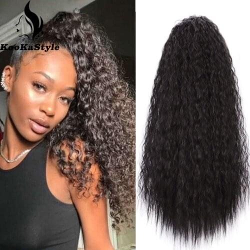 KookaStyle Synthetic Long Ponytail Womens Kinky Curly Clip In Ponytail High Temperature Hair Extension for Women