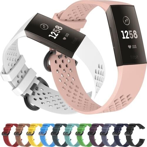For Fitbit Charge 3 4 Monochrome Breathable Silicone Sport Strap Bracelet Replacement Wristband