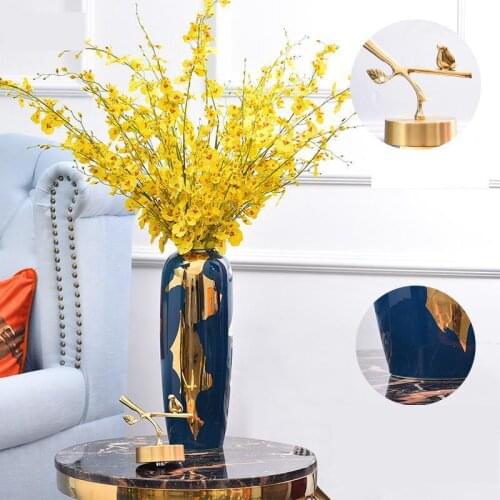 Juwelry Blue Vase With Gold Painted Decor Blue Flower Vase Home Center Piece