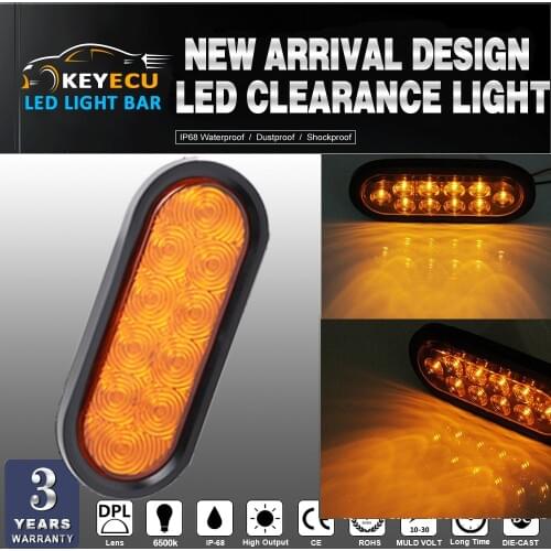KEYECU 6'' LED Trailer Lights Oval Lights,Tow Towing Rear Stop Turn Signal and Parking Light Kit,Tail Brake Side Marker Light