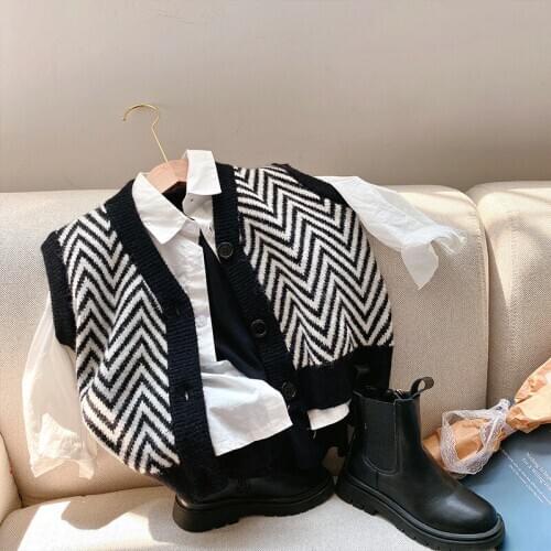 Baby Boys Sweater Vest Fashion Casual V Neck Wave Pattern Knitted Vest for Boys Kids Clothing Toddler Childs Cardigan Waistcoat