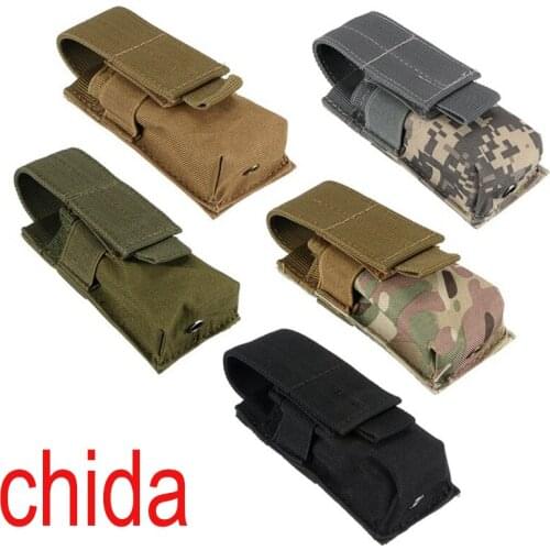 Tactical M5 Flashlight Holster Molle Single Pistol Magazine Pouch Torch Holder Utility EDC Tool Outdoor Hunting Knife Light Bag