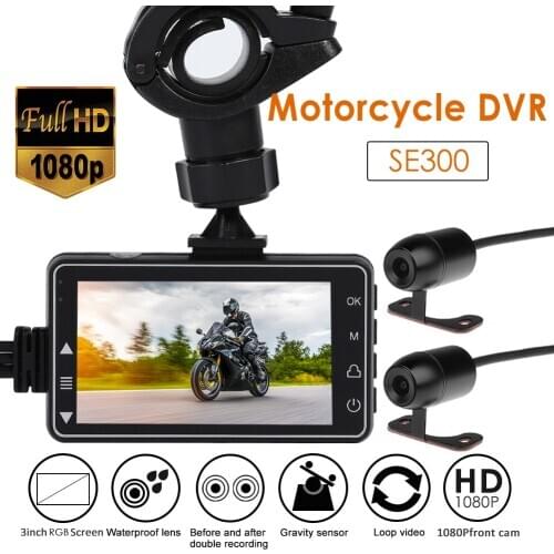 SE300 1080p Motorcycle DVR Dash Cam Front+Rear View Motorcycle Camera Recorder Car Start Automatic Hd Highlight Recording