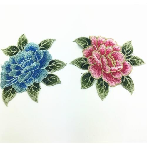 Sew Embroidery Rose Flowers Patch Badge Applique Patches Without Glue Embroidery Flower