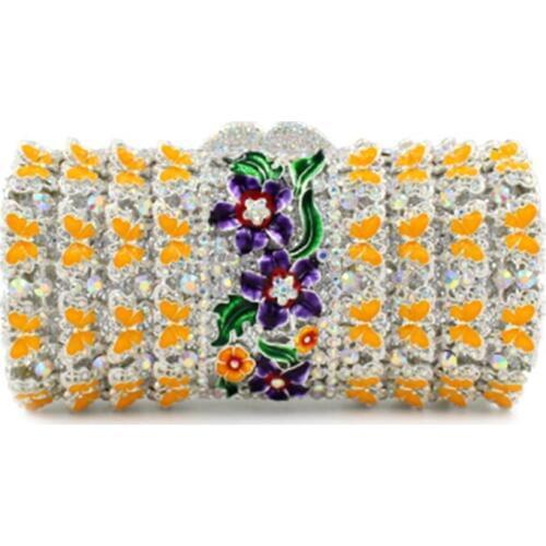 XIYUAN Crystal Evening Clutch Bags Rhinestone Orange/Silver Lady Party Clutches Purse Diamond Handbags Women Chain Shoulder Bags