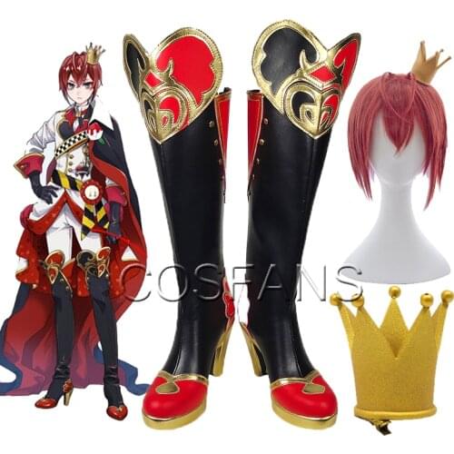 Riddle Rosehearts Wig Cosplay Twisted Wonderland shoe Cosplay Women Short Red Wig Cosplay Anime Halloween Cosplay Wig shoe crown