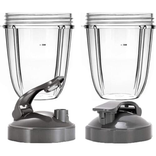 18oz Replacement Parts Cups with Flip Top To Go Lid for NutriBullet 600w and Pro 900w Blender Juicer Mixer 2 Pack 18 Ounce