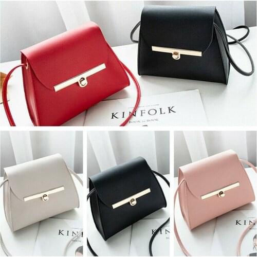 Ladies Small Crossbody Shoulder Bag Red PU Bags For Women 2020 Concise Solid Flap Casual Bolsa Feminina