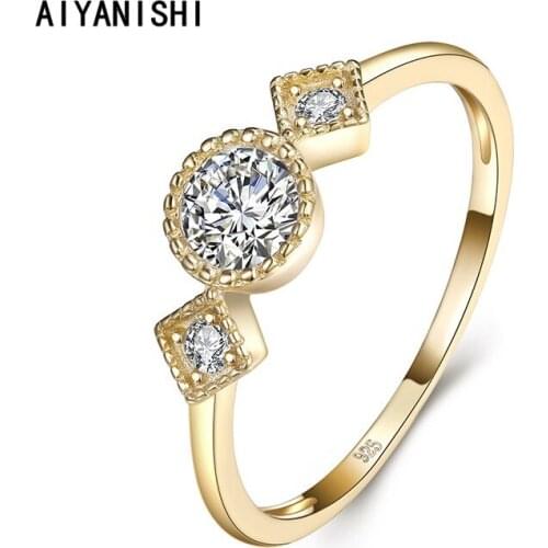 AIYANISHI Wedding Ring 925 Sterling Silver Sparkling Clear Sona Diamond Engagement Band Ring for Women Promise Statement Jewelry