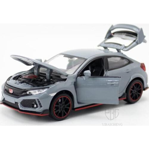 1/32 Metal Honda Civic TYPE R Hatchback Car Model Toy Alloy Diecasts Vehicles With Sound Light Pull Back Car Toys For Kids Gifts