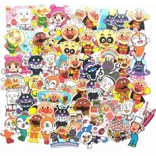 10/30/50PCS Anpanman Foreign Trade Japanese Cartoon Cartoon Trolley Case Graffiti Skateboard Car Body Sticker Wholesale