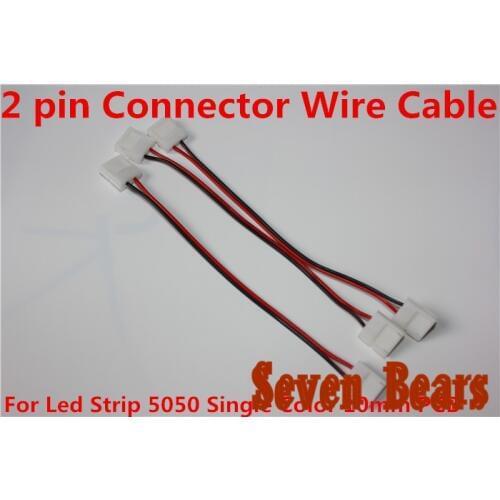 10 pcs15cm 2 pins Connector Wire Cable For Led Strip 5050 5630 5730 Single Color 10mm PCB led de 12V conectores