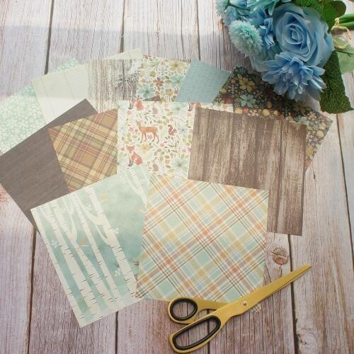 24 Sheets DIY 12 Style 15.2*15.2cm Forests on The Verge of Winter Theme Craft Paper Scrapbooking Creative Paper DIY Gift Use