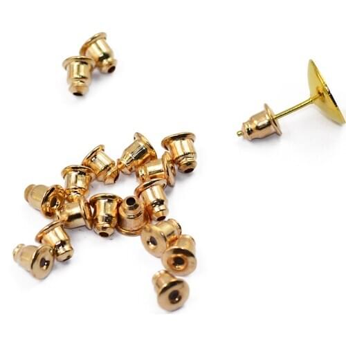 50pcs Gold Plated Metal Earring Post Backs Backing Plug Stopper Backs