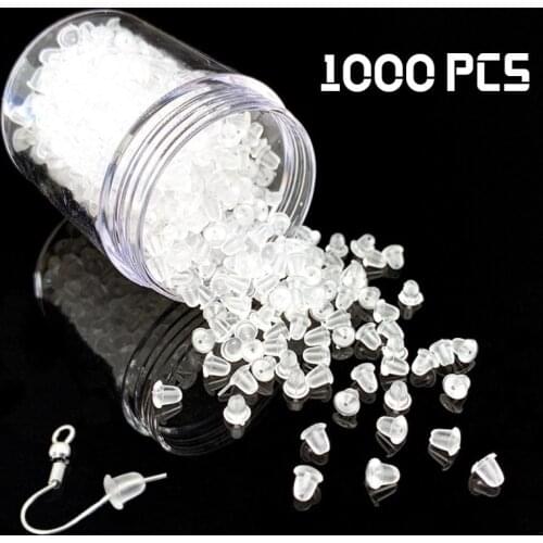 500/1000pcs Soft Silicone Rubber Earring Back Stoppers for Stud Earrings Bullet Tube Ear Plugs DIY Earring Making Accessories