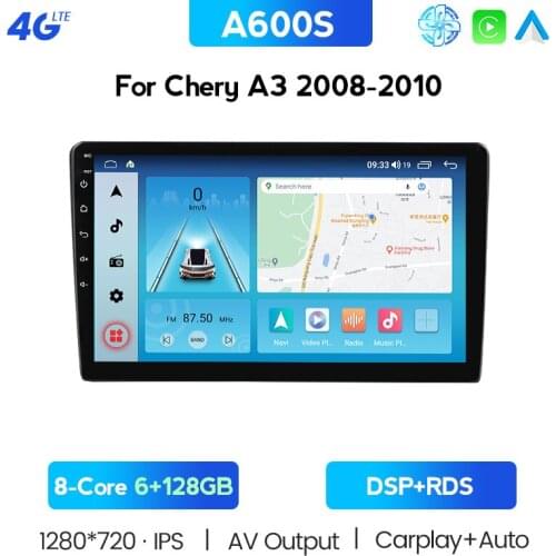 6G+128G RAM 4G LTE WIFI Carplay Android 10 Car Radio GPS Navigation For Chery Fora Chery A3 2008-2010 Car Auto Radio Multimedia