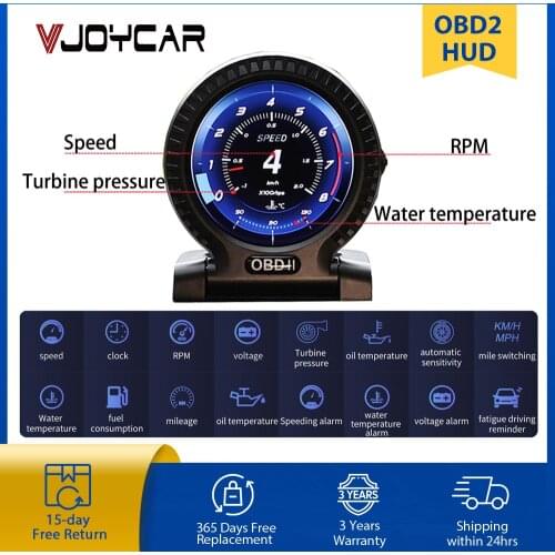 2021 Newest OBD2 LCD Gauge On-Board Computer Car Dashboard Head Up Display Digital Meter Security Alarm Water&Oil temp RPM Clock