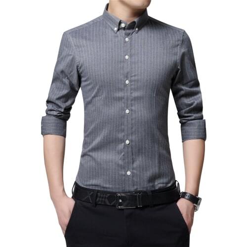 BROWON Brand New Arrival Casual Striped Shirt Men Dress Long Sleeve Man Shirts High Quality Camisas Masculinas Plus Size Shirt