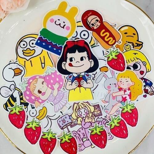 24 PCS Girl strawberry paper stickers crafts and scrapbook paper childrens toys book decoration stickers DIY