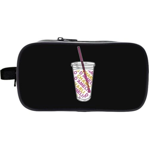 Charli Damelio Pencil Case Ice Coffee Splash Stationery Bag Kids Stationery Box Boys Girls Storage Bags Double Layer Pencil Case