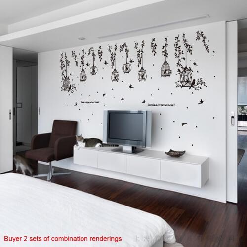 Black branch bird cage wall stickers PVC Material DIY Art Wall Decals For Living room Sofa Background wall Kids room Home Decor