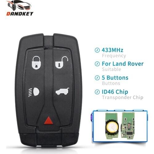Dandkey 5 Buttons 433Mhz ID46 Car Remote Key For Land Rover For Range Rover Freelander 2 LR2 Sport Insert Blade Remote Control