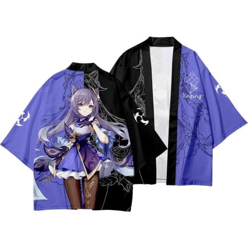 Genshin Impact Cosplay Keqing Japanese Style Cardigan Kimono Harajuku Women Men Sexy Yukata Streetwear Traditional Haori