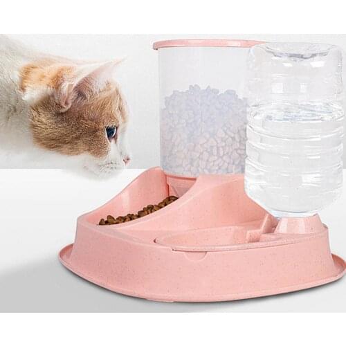 60% Hot Sale Pet Dog Cats Puppy Water Dispenser 2.5L Drinking Bottle 4L Food Bowl Feeder Cat Food Storage