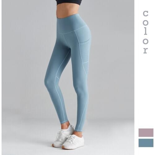 Moonglade Gym Leggings Yoga Pants Fitness Pants Female Pocket Hollow Stitching Hips Soft Comfortable Running Sport Slim