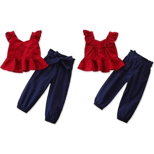 Summer Toddler Infant Girl Sleeveless Short Blouse Vest+Loose Pants+Headband Baby Costume Set