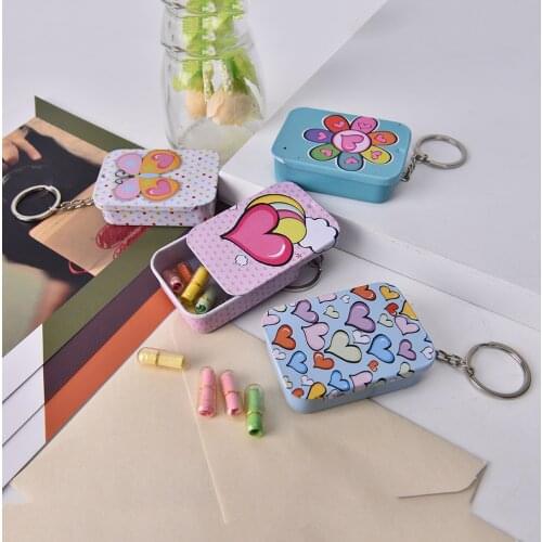 Portable square MiNi iron box Key ring xylitol storage box wedding seal Jewelry Pill Cases
