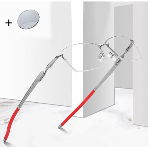 Stainless Steel Men Prescription Glasses Fashion Myopia Sports Eyeglasses Male Leisure Half Frame Style Optics With Power Lens