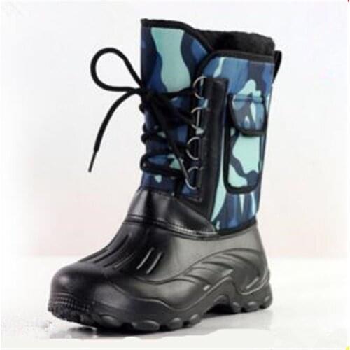New Winter Camouflage Snow Boots Rain Men Shoes Waterproof Fur Plush Warm Male Casual Mid-Calf Work Fishing Booties Plus 40-46