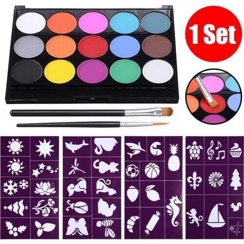 15 Colors Safe Water Paint Oil Tattoo Face Body Paint Kit Palette Set Makeup For Halloween Party Body Painting Cosmetic