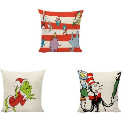 Naughty Cartoon Character Dr. Seuss Cushion Cover Animal Collection Living Room Lounge Party Party Home Decorative Pillowcase