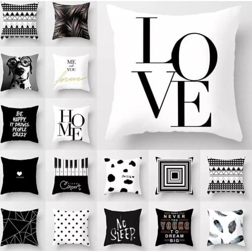 New Fashion Decorative Pillowcase Black/White Geometric Throw Cover Pillow Case Cushion For Living Room Square Home Decor
